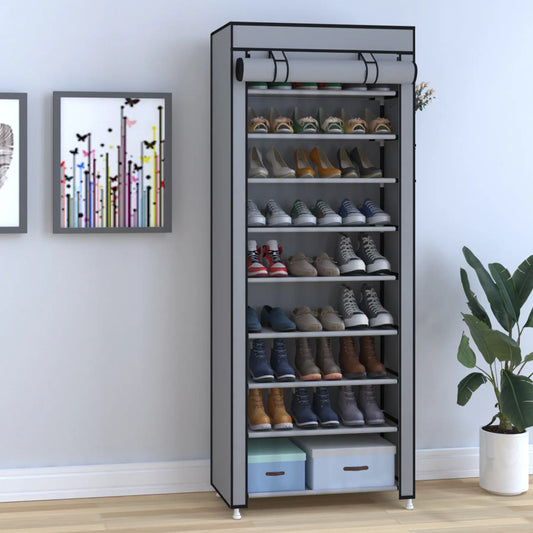 10 Tier Shoe Rack 9 Grids with Dustproof Cover