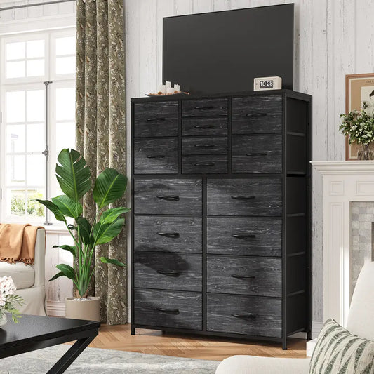 16 Deep Drawers Tall Dresse ExtraLarge Fabric Chest of Drawers